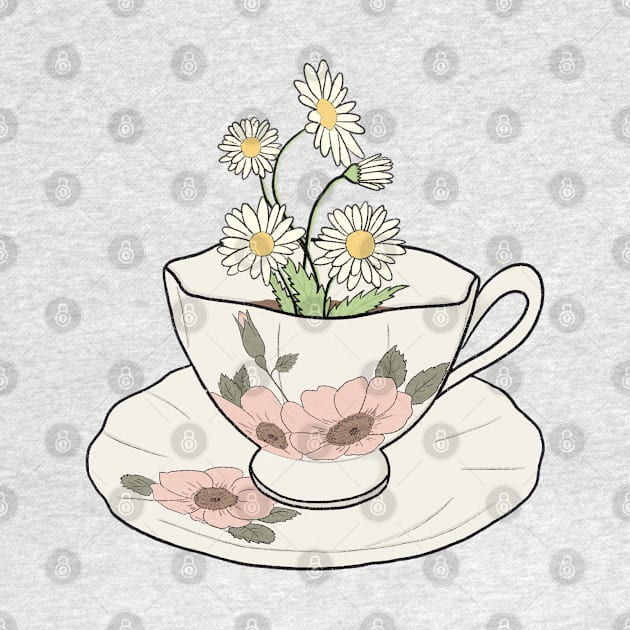 Spring Cottagecore Daisy Tea Cup by JuneNostalgia